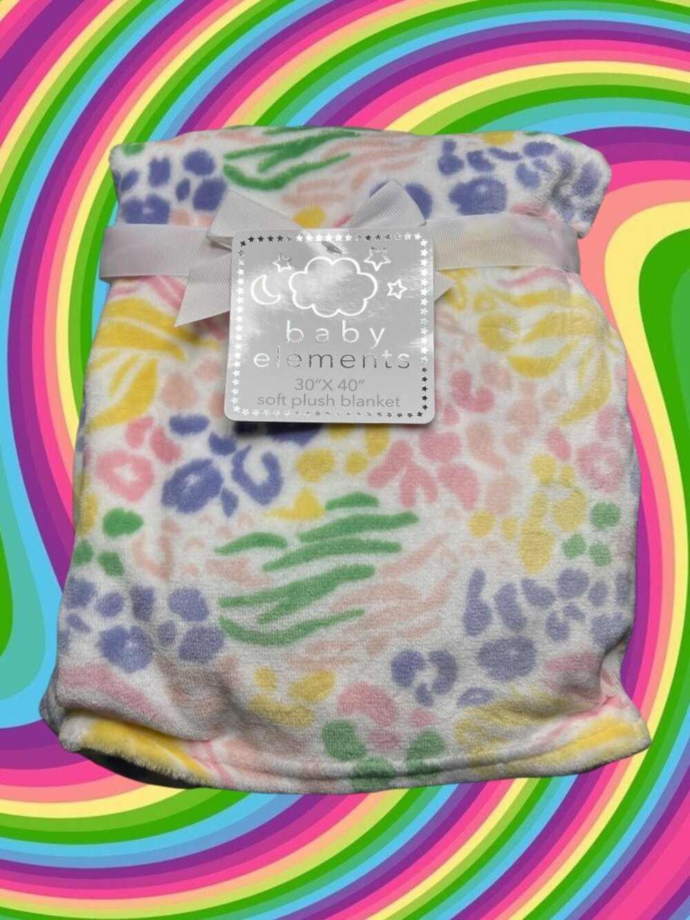NWT Animal Print Plush Baby Blanket Pink Purple Yellow Leopard Cheetah Toddler